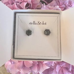 Stella & Dot sparkle studs in Smokey (grey).